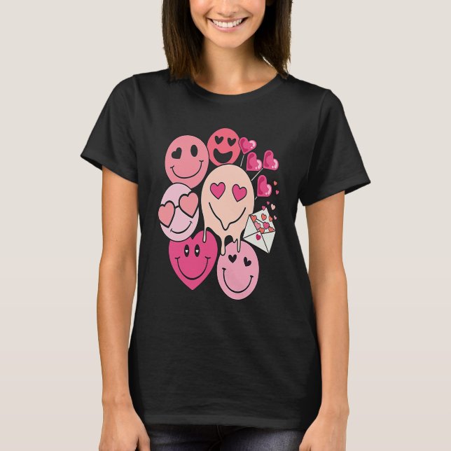 Funny Valentine's Day retro smile heart candy T-Shirt (Front)
