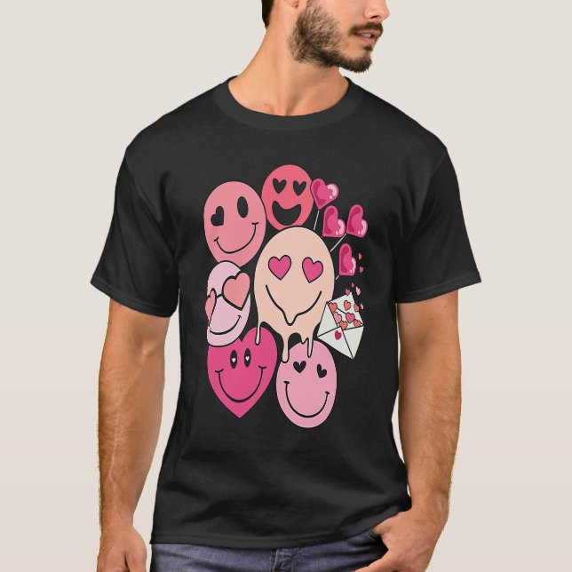 Funny Valentine's Day retro smile heart candy T-Shirt (Front)