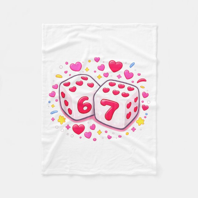 Funny Valentines Day Shirt Cute Dice 67 Meme 6-7 S Fleece Blanket (Front)