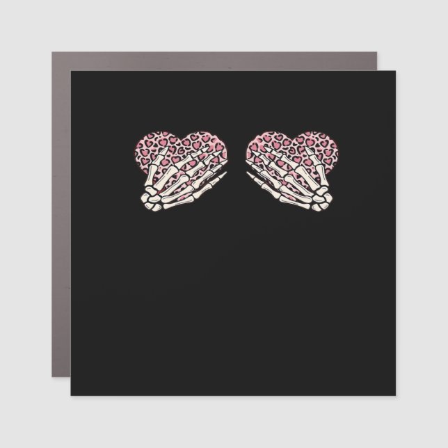 Funny Valentines Day Skeleton Hands Hearts Girl Car Magnet (Front)