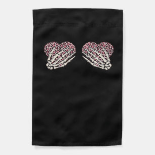 Funny Valentines Day Skeleton Hands Hearts Girl Garden Flag