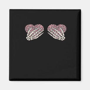 Funny Valentines Day Skeleton Hands Hearts Girl Magnet