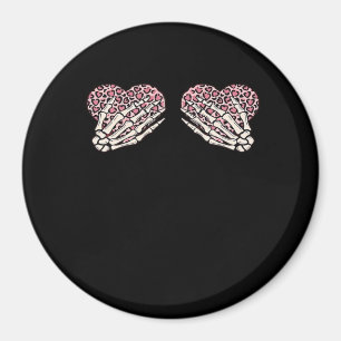 Funny Valentines Day Skeleton Hands Hearts Girl Magnet