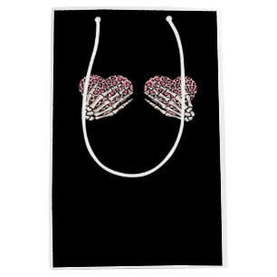 Funny Valentines Day Skeleton Hands Hearts Girl Medium Gift Bag