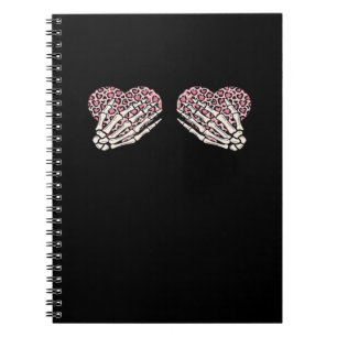 Funny Valentines Day Skeleton Hands Hearts Girl Notebook