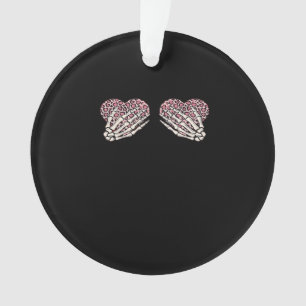 Funny Valentines Day Skeleton Hands Hearts Girl Ornament