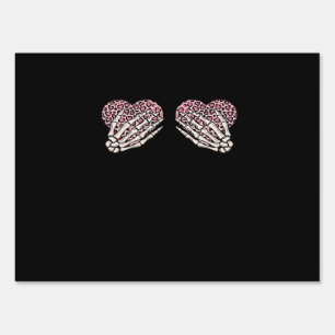 Funny Valentines Day Skeleton Hands Hearts Girl Sign