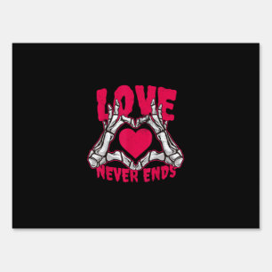 Funny Valentines Day Skeleton Heart Hands Sign