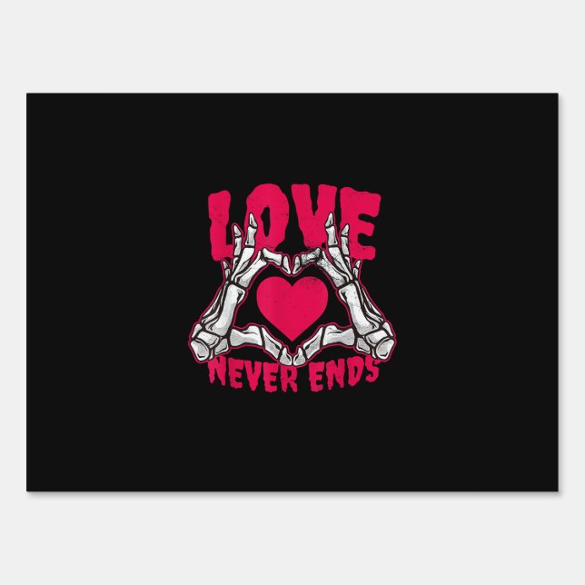 Funny Valentines Day Skeleton Heart Hands Sign (Front)