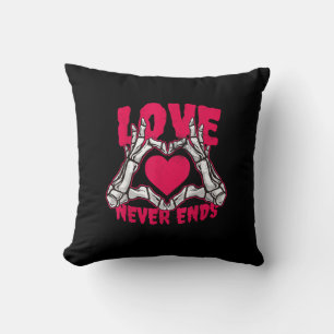 Funny Valentines Day Skeleton Heart Hands Throw Pillow