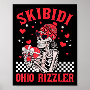 Funny Valentines Day Skibidi Ohio Rizzler Heart Sk Poster
