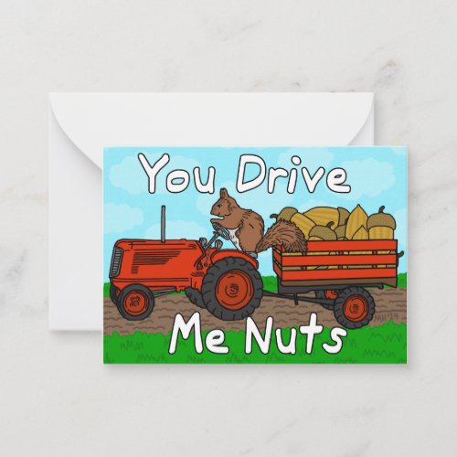 Funny Valentines Day Squirrel Nuts Pun Kids Class Note Card