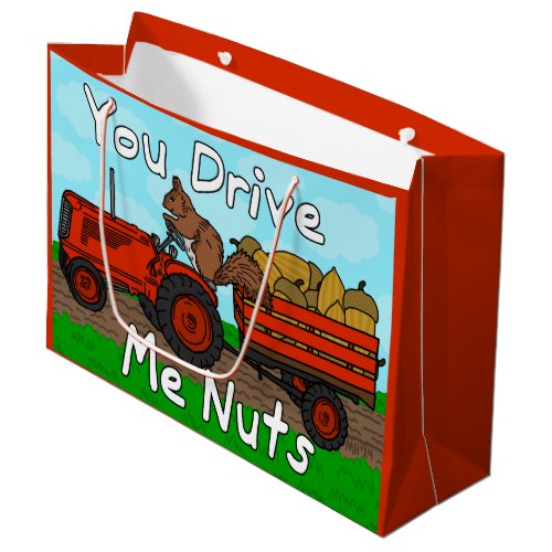 Funny Valentines Day Squirrel Pun Drive Me Nuts Large Gift Bag