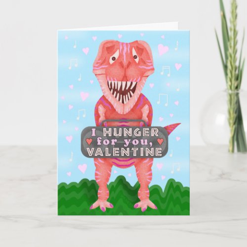 Funny Valentines Day T Rex Dinosaur Hunger Cute Holiday Card