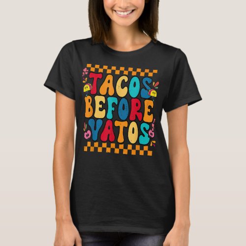 Funny Valentines Day Tacos Before Vatos T_Shirt