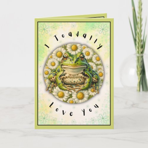 Funny Valentines Day Watercolor Frog  Custom Name Card