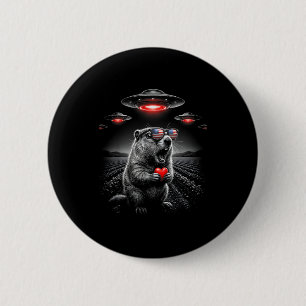 Funny Valentines Groundhog Selfie Alien Ufo Usa Fl Button