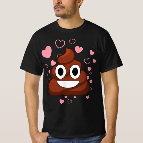 Funny Valentines Heart Poop Emoticon T_Shirt
