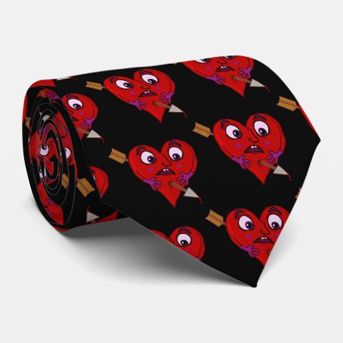 Funny Valentines Heart with Arrow Pattern Tie