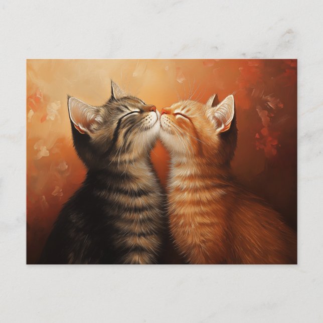 Funny Valentines kissing kittens  Postcard (Front)