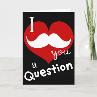 Funny Valentines mustache love black red Card