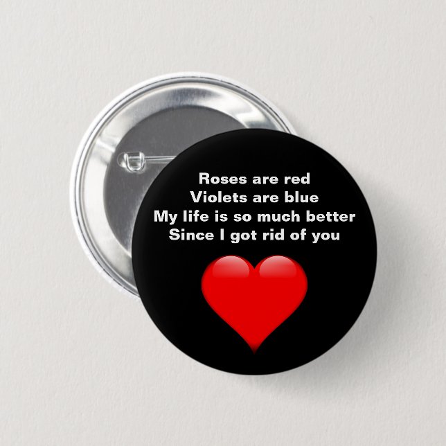 Funny Valentines Poem Single Womens Button (Front & Back)