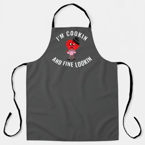 Funny Valentines Red Heart Grey Chef Mens Apron