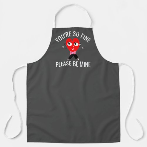 Funny Valentines Red Heart Mens Grey Chef Apron