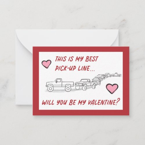 Funny Valentines Small Flat Card Set Truck Love 