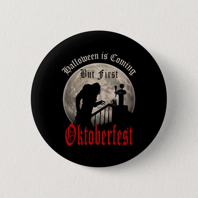 Funny Vampire Beer Lovers Count Dracula Men  Button (Front)