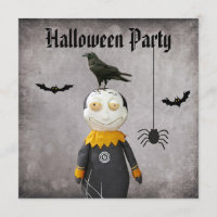 Funny Vampire & Crow Damask Halloween Party