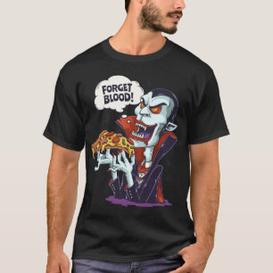 Funny Vampire Eating Pizza Halloween Lazy Costume T-Shirt