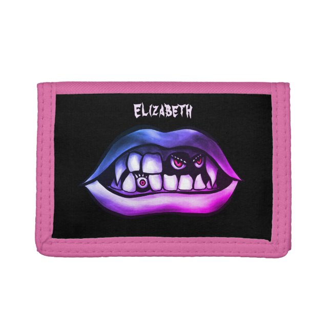Funny Vampire Fangs Halloween Tri-fold Wallet (Front)