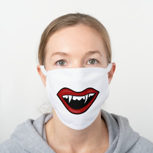 Funny Vampire Fangs Mouth Teeth White Cotton Face Mask