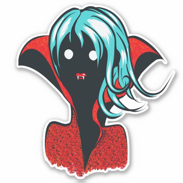 Funny Vampire Girl Character Sticker (Front)