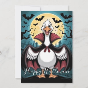 Funny Vampire Goose Halloween Holiday Card
