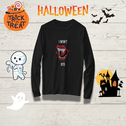 Funny Vampire I Wont Bite Family Halloween  T_Shirt