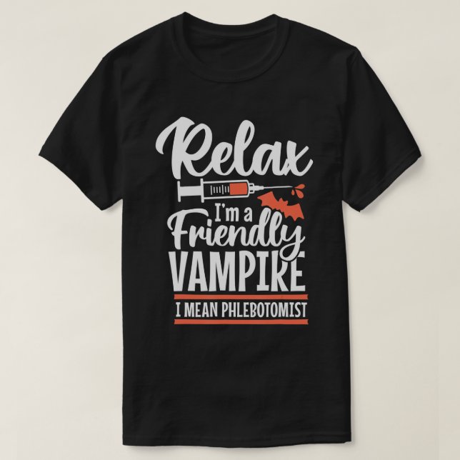 Funny Vampire Phlebotomist Phlebotomy Technician T T-Shirt (Design Front)