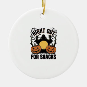 Funny Vampire Shirt with Spooky Pumpkin Night Art_ Ceramic Ornament