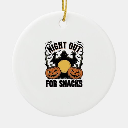 Funny Vampire Shirt with Spooky Pumpkin Night Art_ Ceramic Ornament