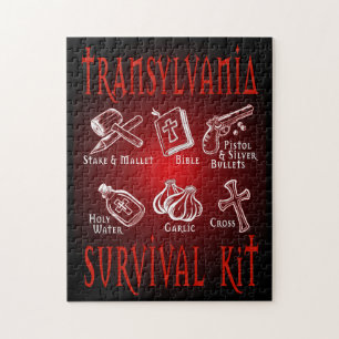 Funny Vampire Transylvania Survival Kit Jigsaw Puzzle