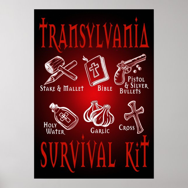 Funny Vampire Transylvania Survival Kit  Poster (Front)