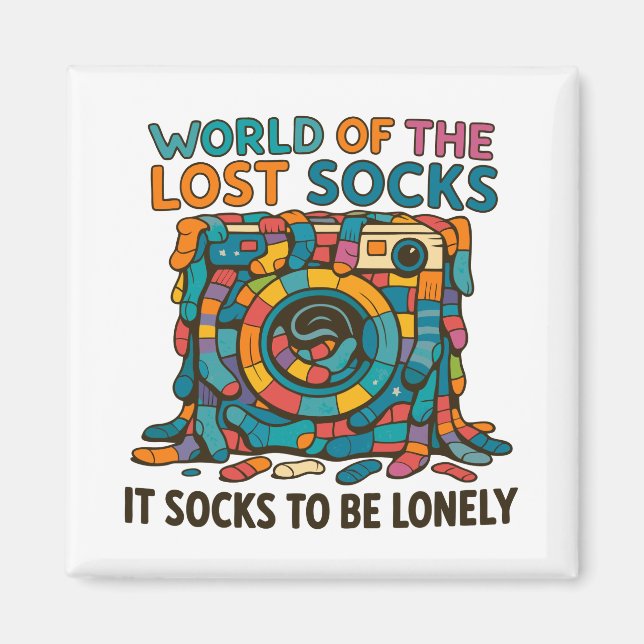 Funny Vanish Socks World Missing But Not Forgotten Magnet (Front)