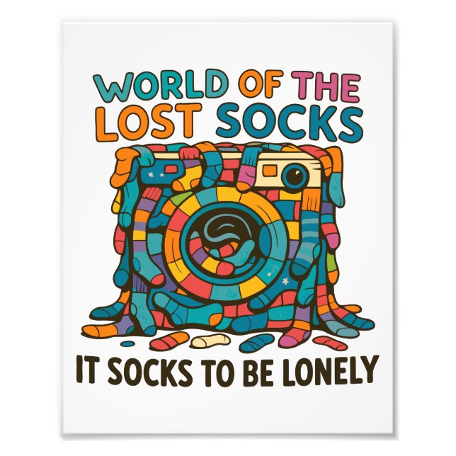 Funny Vanish Socks World Missing But Not Forgotten Photo Print (Front)