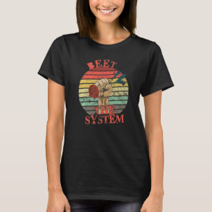 Funny Vegan Beet the System Anarchy Retro Veganism T-Shirt