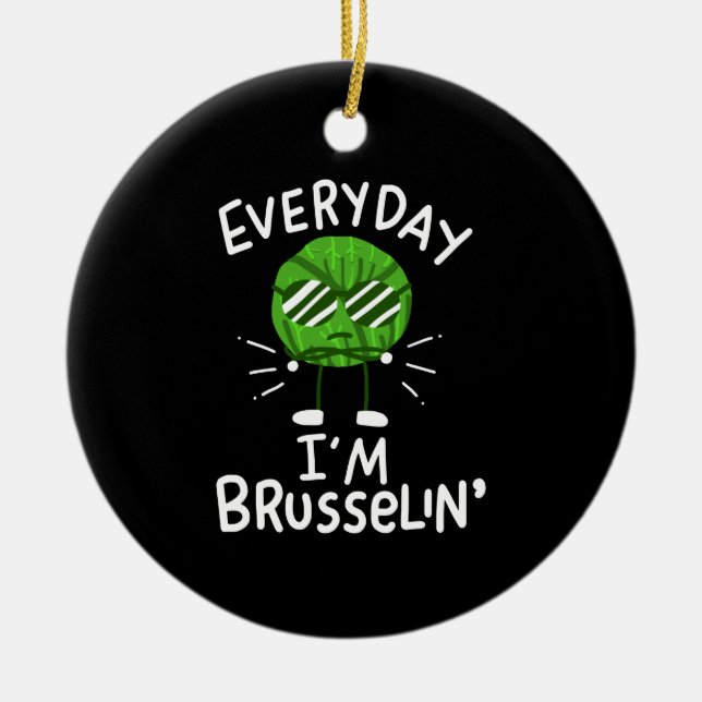 Funny Vegan Brussels Sprouts Ceramic Ornament (Front)