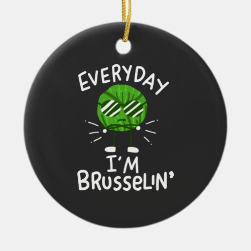 Funny Vegan Brussels Sprouts Ceramic Ornament