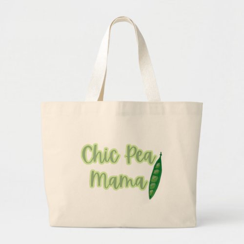 Funny Vegan Chic Pea Mama Womens  Large Tote Bag