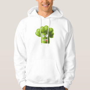 Funny Vegan Design - Cartoon Broccoli Green Hoodie