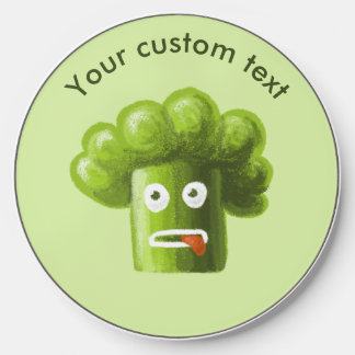 Funny Vegan Design - Cartoon Broccoli Green Wireless Charger